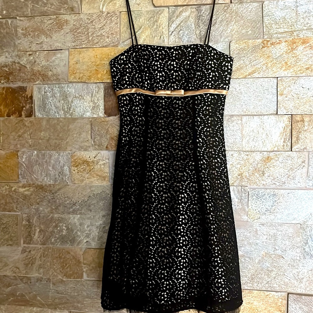Betsy & Adam Elegant Black Lace Dress. Size 4